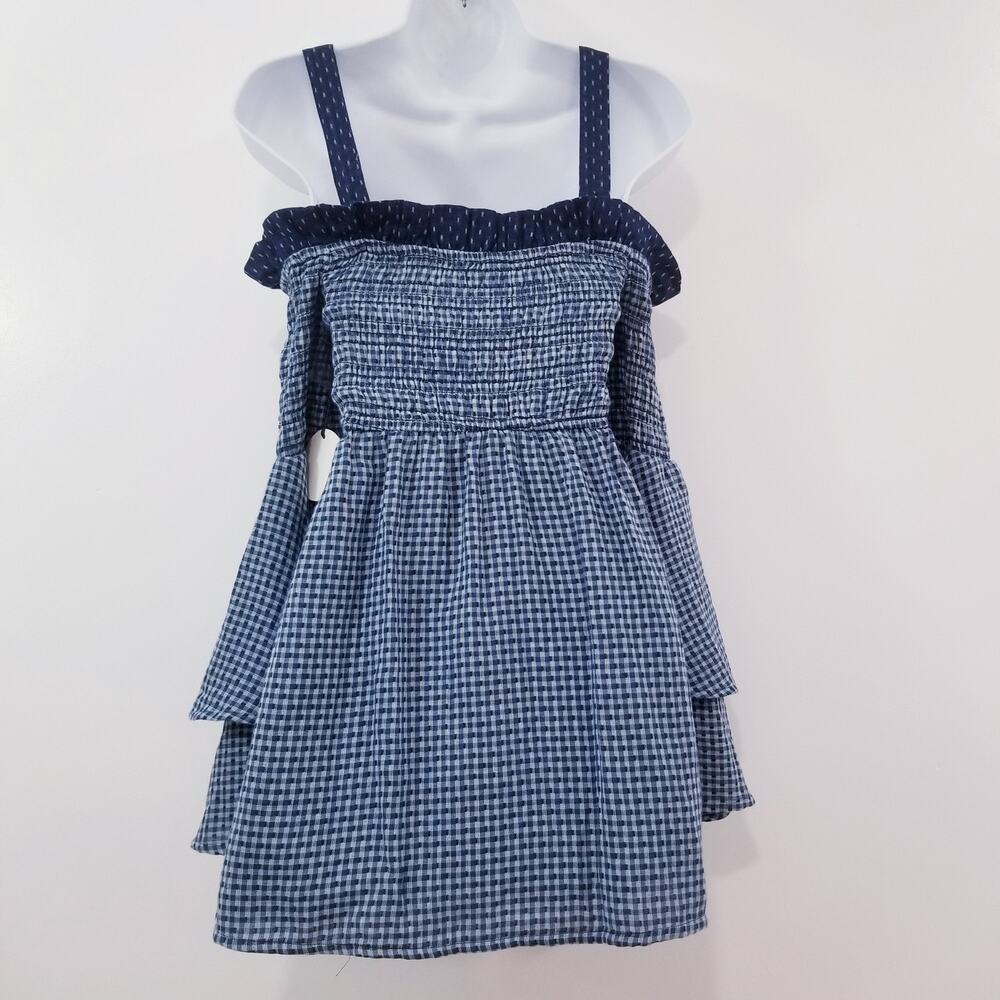 Tularosa Smocked Tiered Wide Sleeves Off Shoulder Mini Dress - Picture 4 of 12